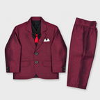 Boys 5-Piece Checkered Formal Suit – Blazer, Waistcoat, Shirt, Trouser & Bow Tie | 18–30 Months