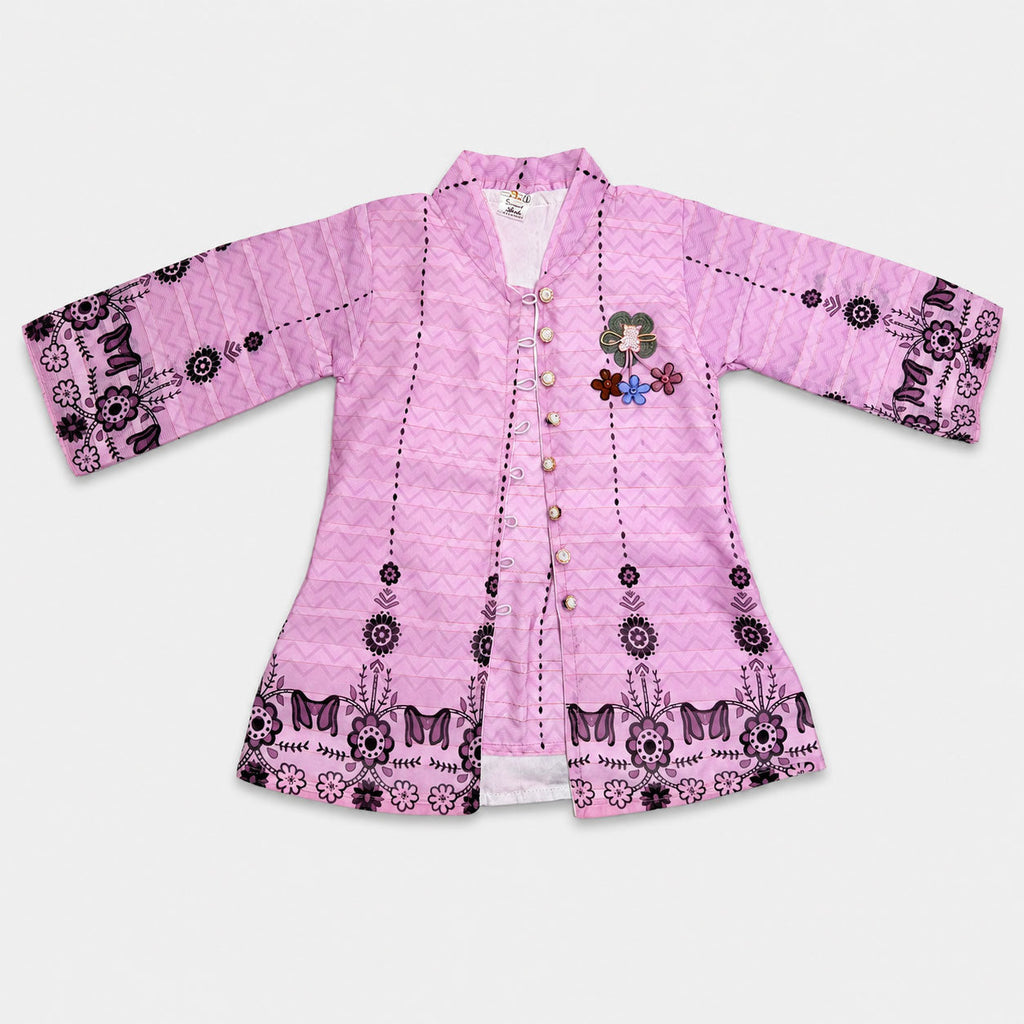 Lavender Purple Digital Printed Chiffon Girls Suit Age 4-10 Year | Lamtar Kids
