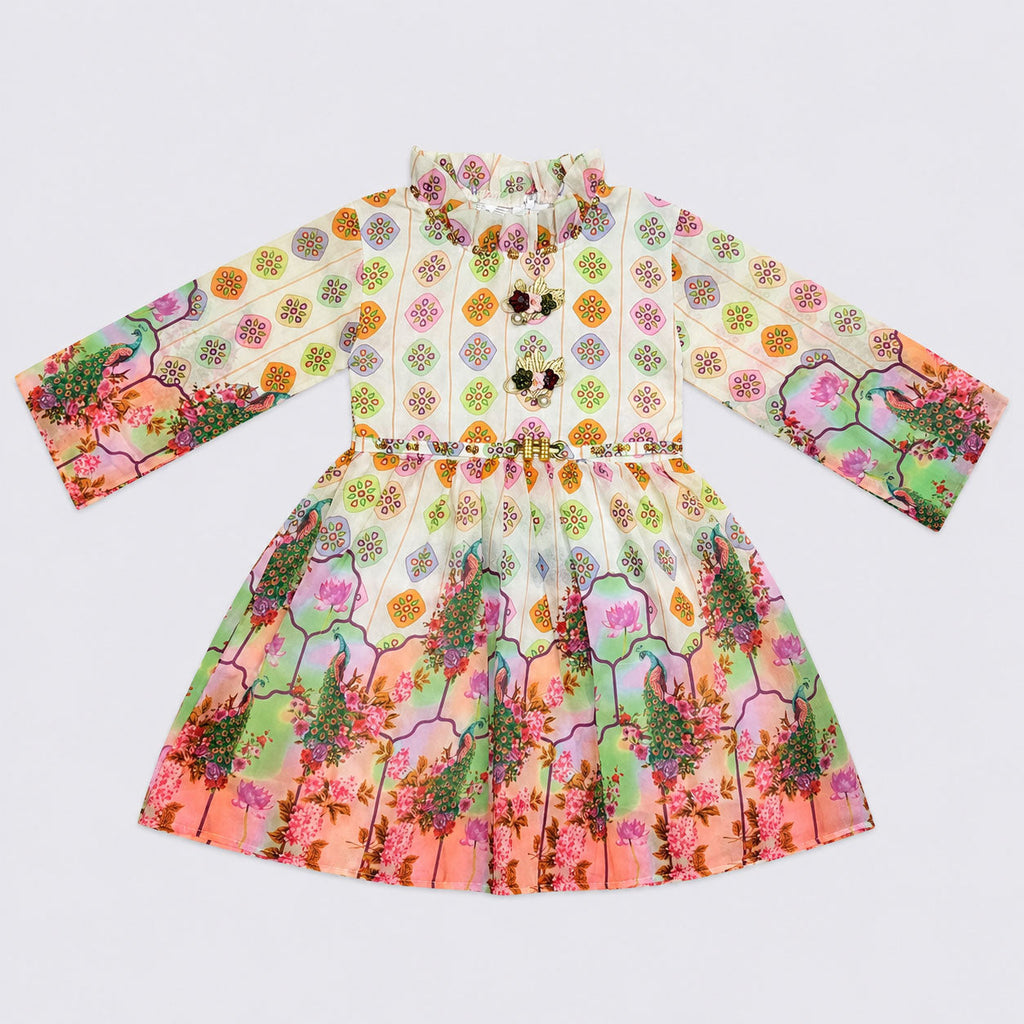 Girls Digital Printed Chiffon Frock Style 2 Piece Suit | Frock & Plazo Style Bottom | 4–10 Years | Lamtar Kids