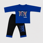 Baby Boys Jersey 2 Piece Tracksuit Set – Printed Full Sleeve T-Shirt & Trouser