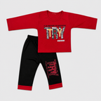 Baby Boys Jersey 2 Piece Tracksuit Set – Printed Full Sleeve T-Shirt & Trouser