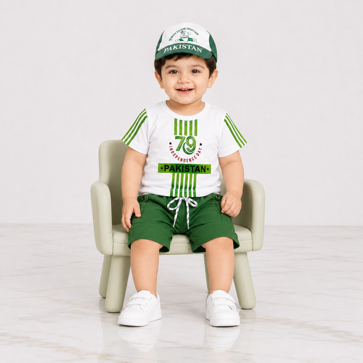 Boys 14 August Jersey Suit 12-18 Months – Pakistan Independence Day 3 Piece Outfit