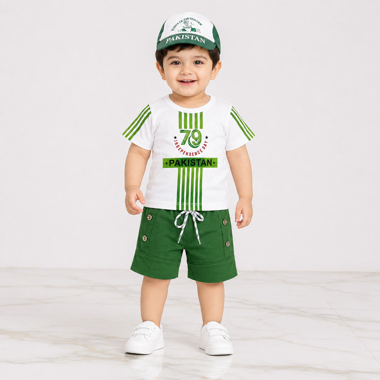Boys 14 August Jersey Suit 12-18 Months – Pakistan Independence Day 3 Piece Outfit