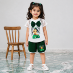 Girls 3 Piece Fancy Jersey Set – Green White – Size 2-5 Years