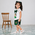Girls 3 Piece Fancy Jersey Set – Green White – Size 2-5 Years