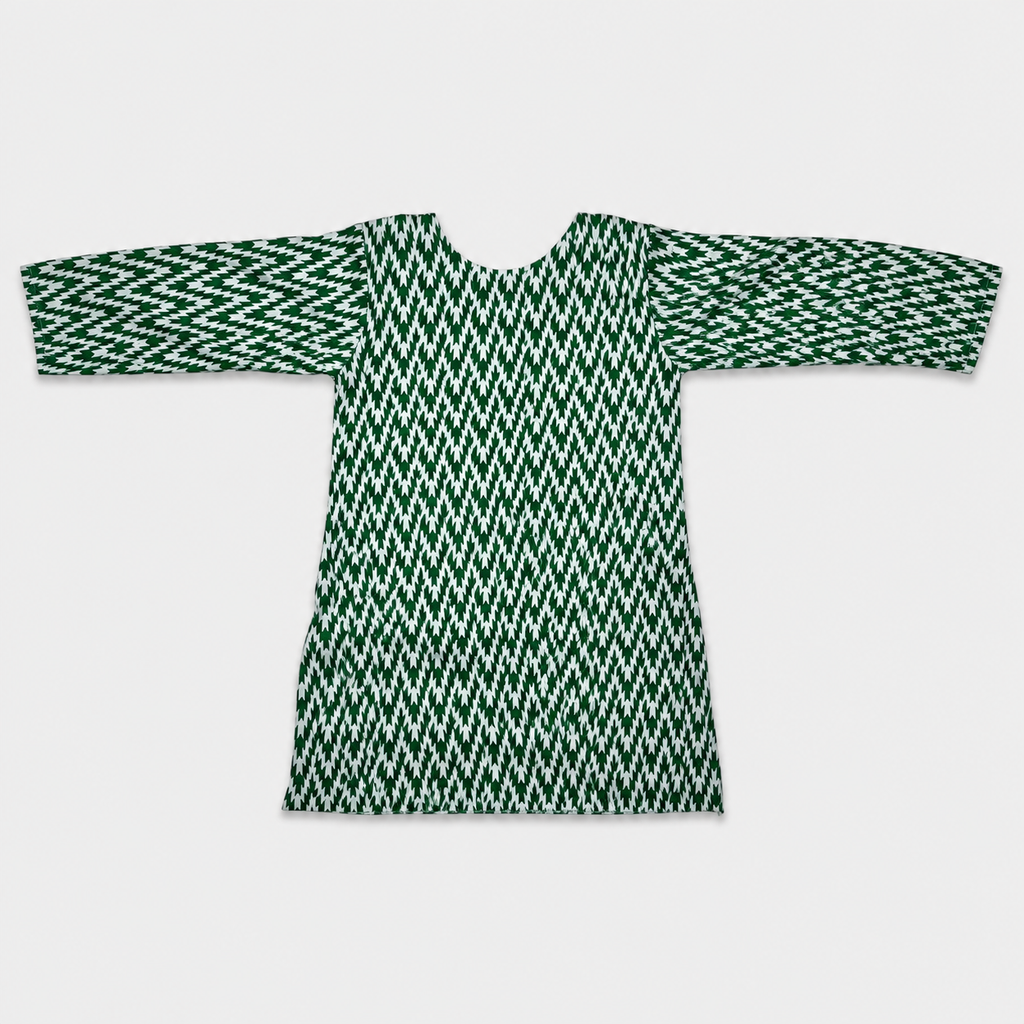 Girls Green & White PV Cotton Embroidered 2-Piece Suit| Lamtar Kids