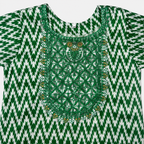 Girls Green & White PV Cotton Embroidered 2-Piece Suit| Lamtar Kids