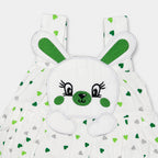 Baby Girls White Bunny Top & Green Striped Shorts Set