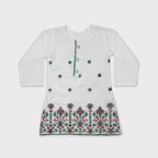 KIDS 2-PIECE WHITE EMBROIDERED KURTI PAJAMA SUIT (14 AUGUST SPECIAL)