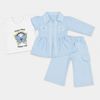 Girls Imported Jersey 3-Piece Suit – Butterfly Printed Inner Set