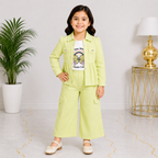 Girls Imported Jersey 3-Piece Suit – Butterfly Printed Inner Set