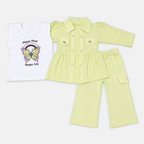 Girls Imported Jersey 3-Piece Suit – Butterfly Printed Inner Set