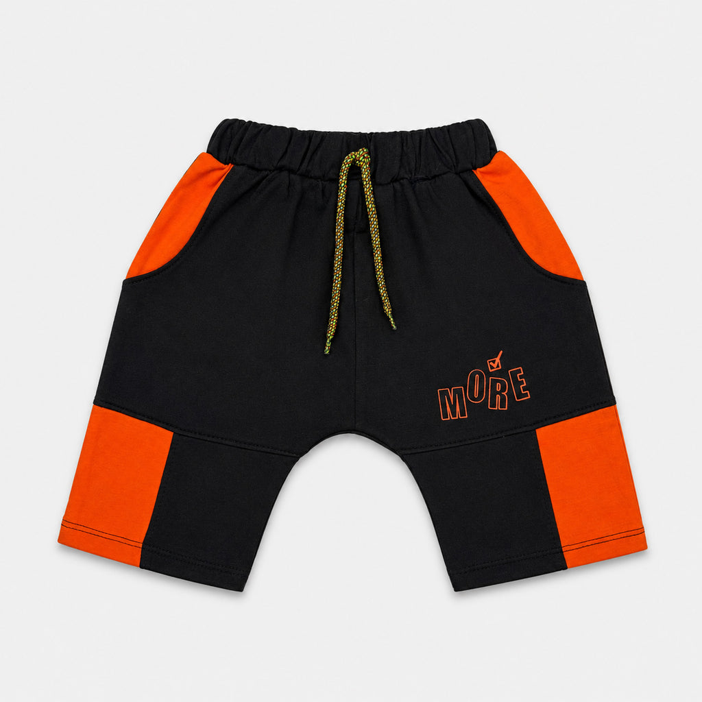 Boys Jersey Short Suit – Orange Black 2 Piece Summer Set | Lamtar Kids
