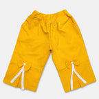 Girls 2 Piece Cotton Suit – White Top with Yellow Trouser