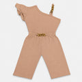 Girls Imported Jersey One Shoulder Jumpsuit – Beige Fancy Outfit | Lamtar Kids