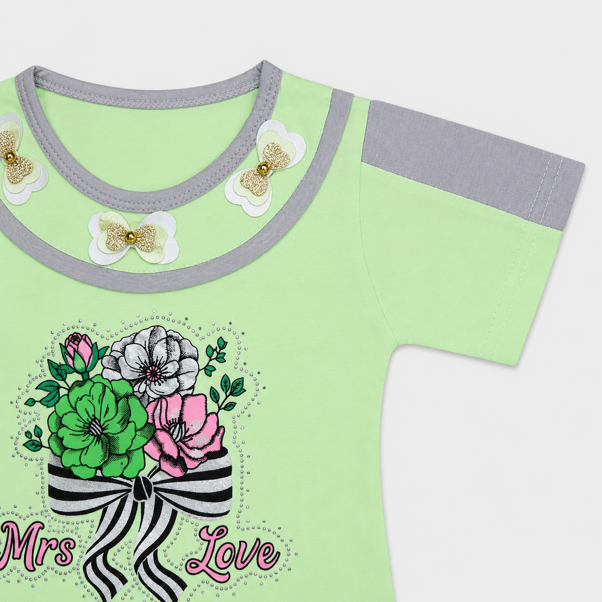 Girls 2-Piece Cotton Summer Suit | Printed T-Shirt & Trouser Set