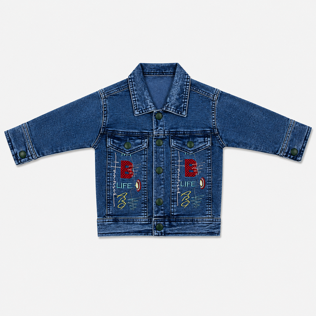Boys Denim 3-Piece Suit – Printed T-Shirt, Denim Jacket & Trouser Set