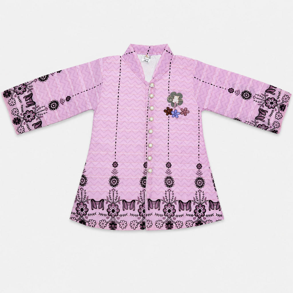 Lavender Purple Digital Printed Chiffon Girls Suit Age 4-10 Year | Lamtar Kids