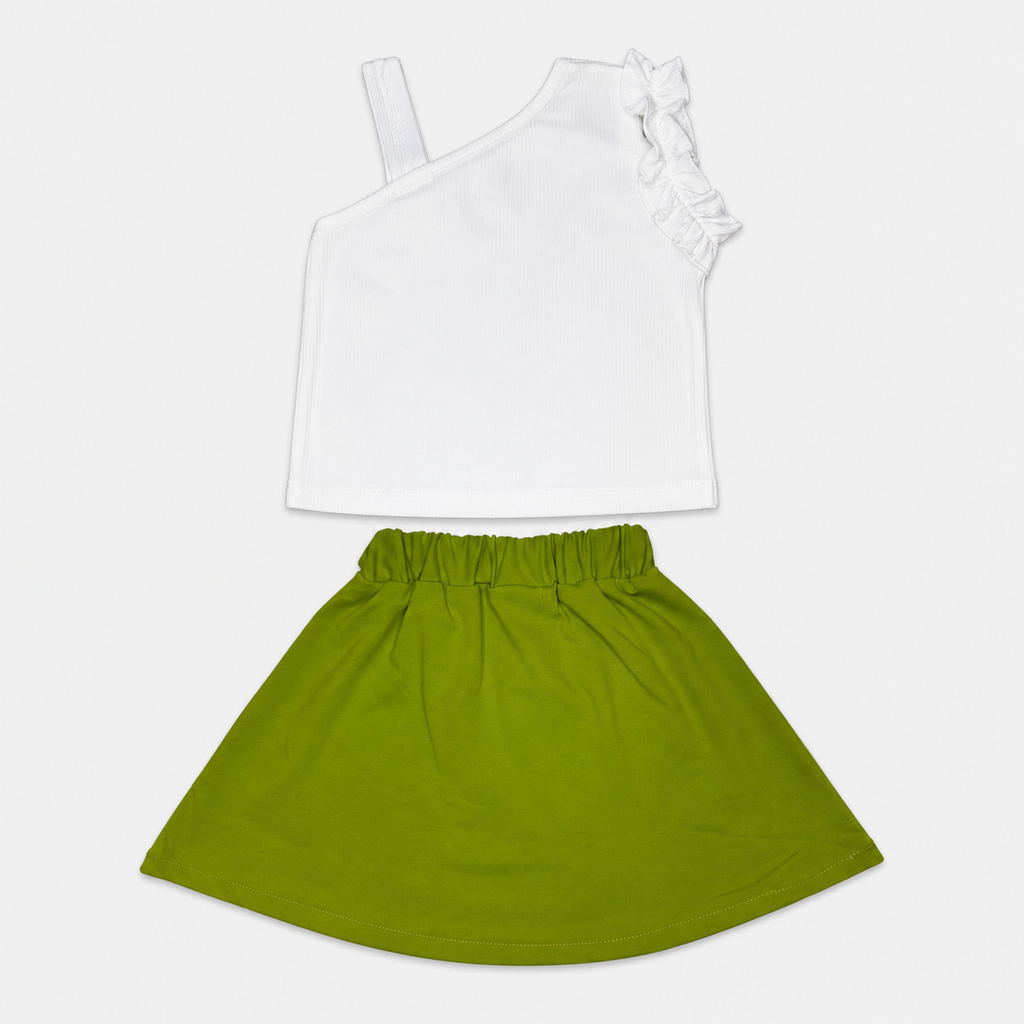 Girls Premium Jersey 2-Piece Floral Top & Skirt Set | Lamtar Kids