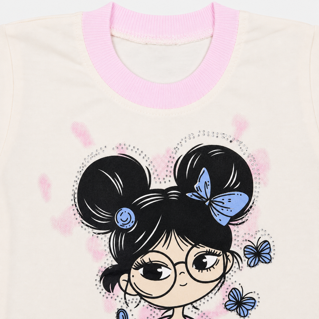 Baby Girls Printed Jersey 2-Piece Set | Long Sleeve Top & Wide-Leg Trouser
