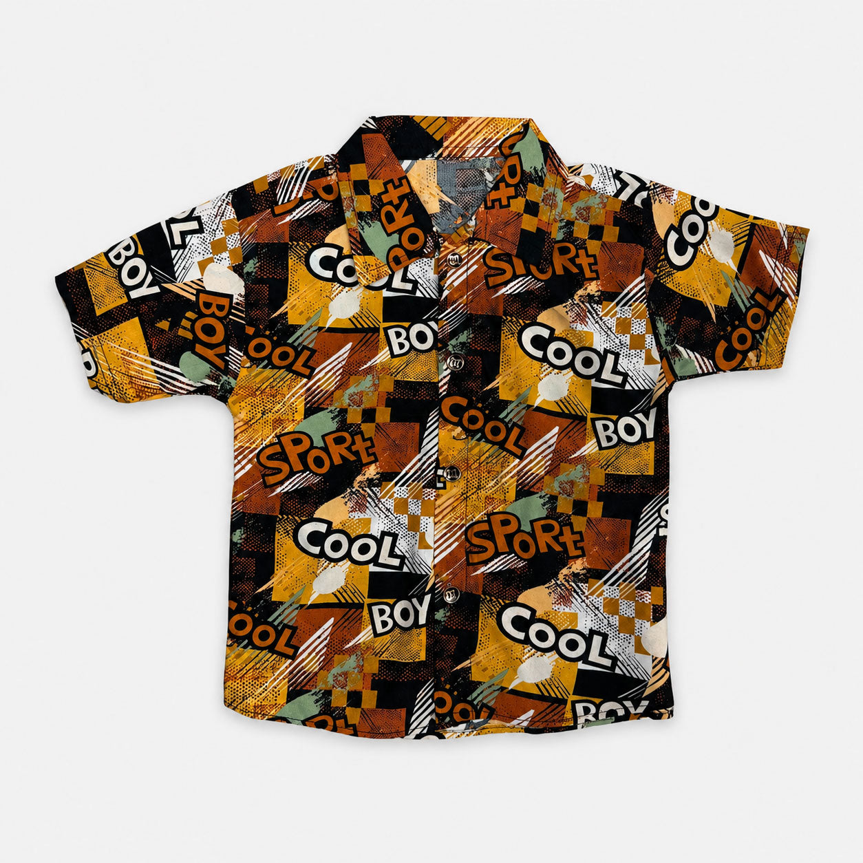 Mustard Printed Linen Summer Shirt & Shorts Set for Boys (1–4 Years)  | Lamtar Kids
