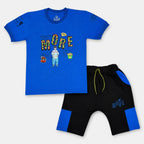 Boys Jersey Short Suit – Royal Blue & Black 2 Piece Summer Set
