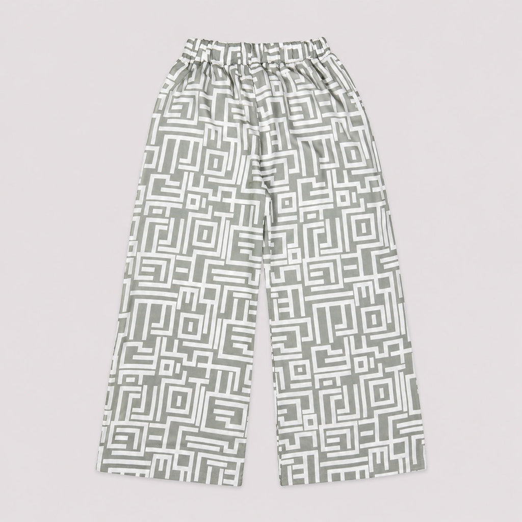 Girls Grey Geometric Digital Printed Chiffon 3 Piece Suit | Kids Co-Ord Set Pakistan | Lamtar Kids