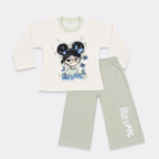Baby Girls Printed Jersey 2-Piece Set | Long Sleeve Top & Wide-Leg Trouser