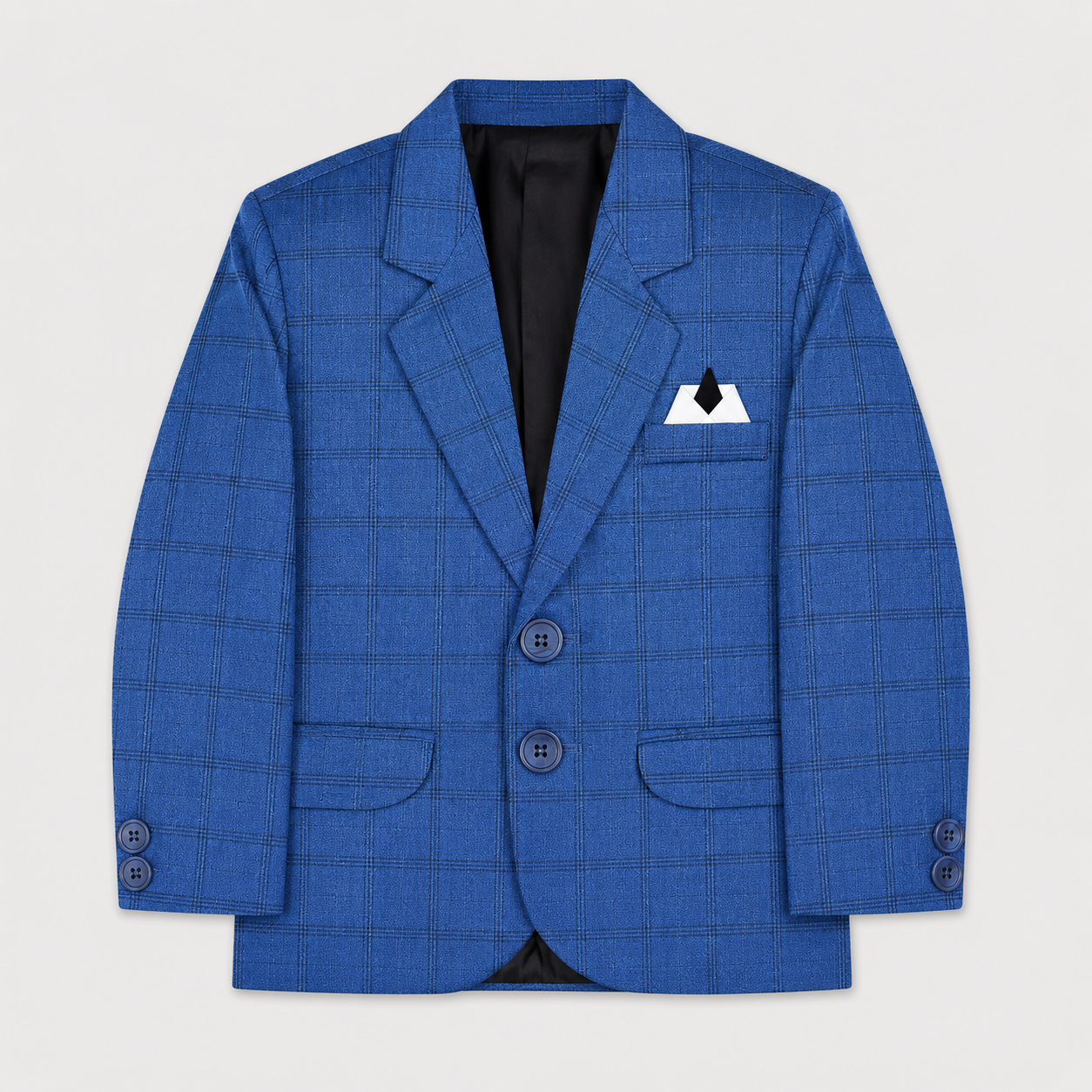 Boys 5 Piece Blue Tuxedo Suit – Check Formal Party Wear | 3–9 Years
