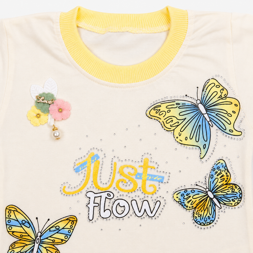Girls Butterfly Printed Jersey 2-Piece Set
