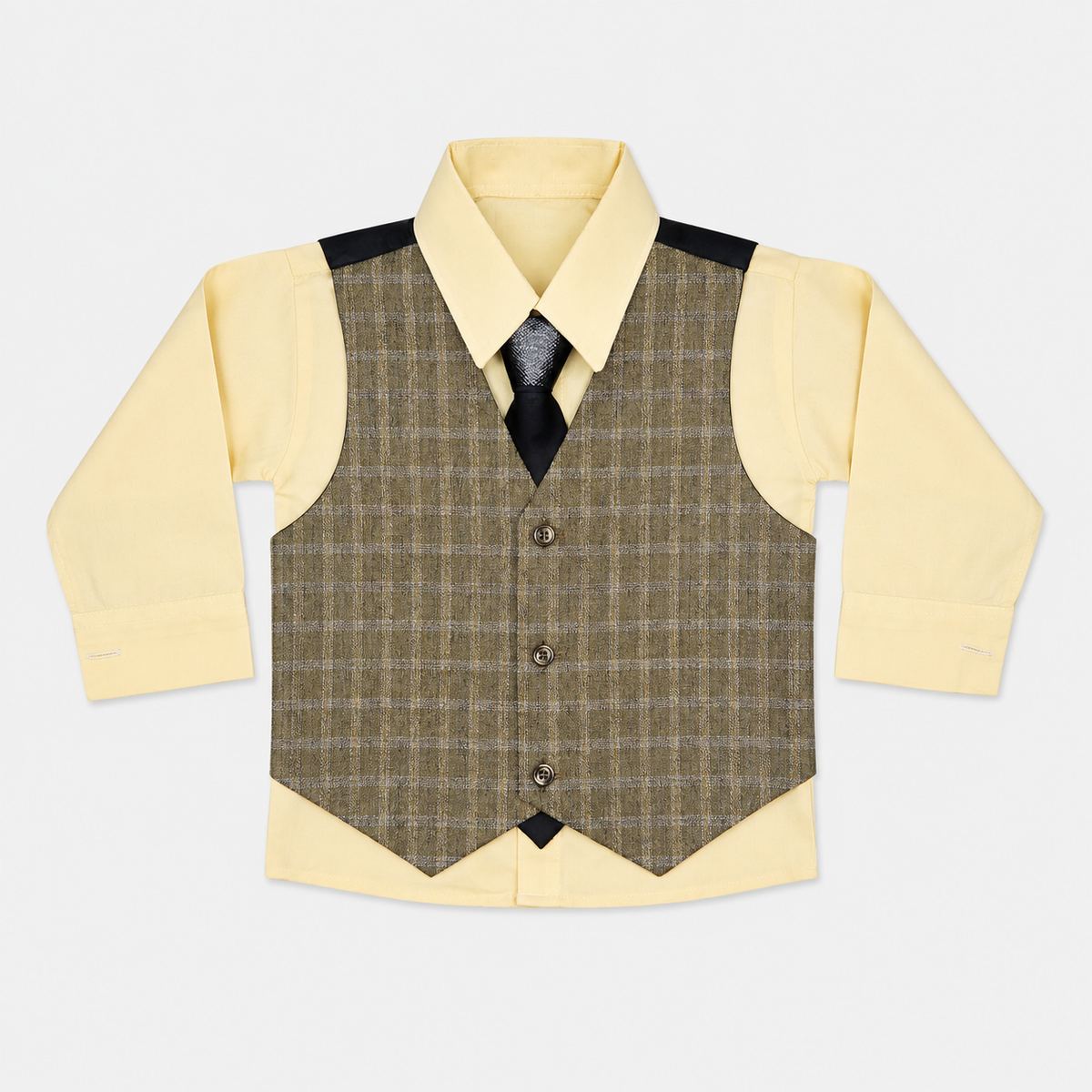 Boys Checkered 5-Piece Tuxedo Suit – Premium Formal Wear