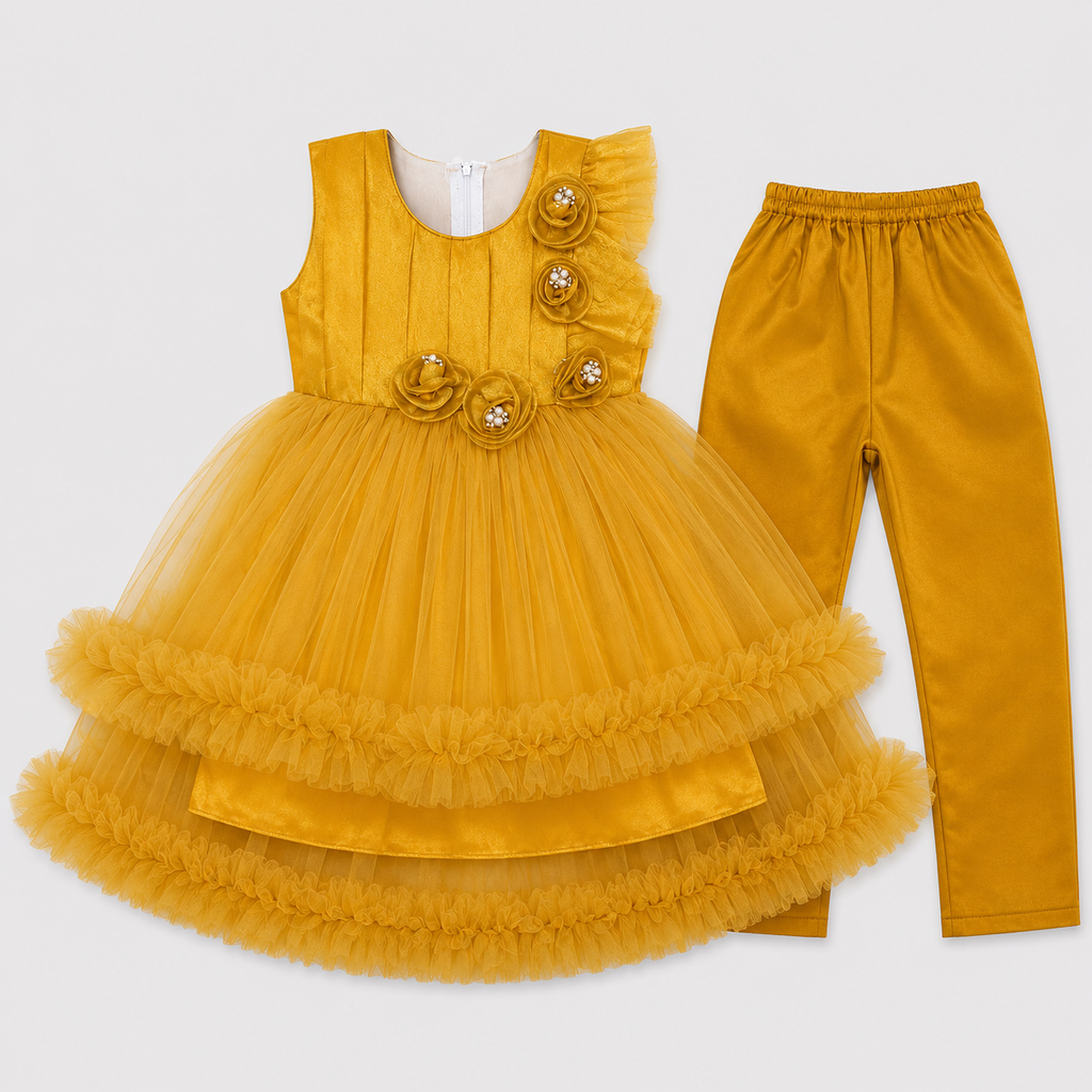 Girls Fancy Party Wear Frock with Trouser – Elegant Kids Frock for Girls