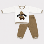 Boys Pre-Winter 2 Piece Bear Printed Sweatshirt & Jogger Set – Textured Warm Outfit