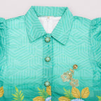 Girls Printed Chiffon 3 Piece Suit | Sea Green Floral | Lamtar Kids