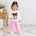 Baby Girls Printed Jersey 2-Piece Set | Long Sleeve Top & Wide-Leg Trouser
