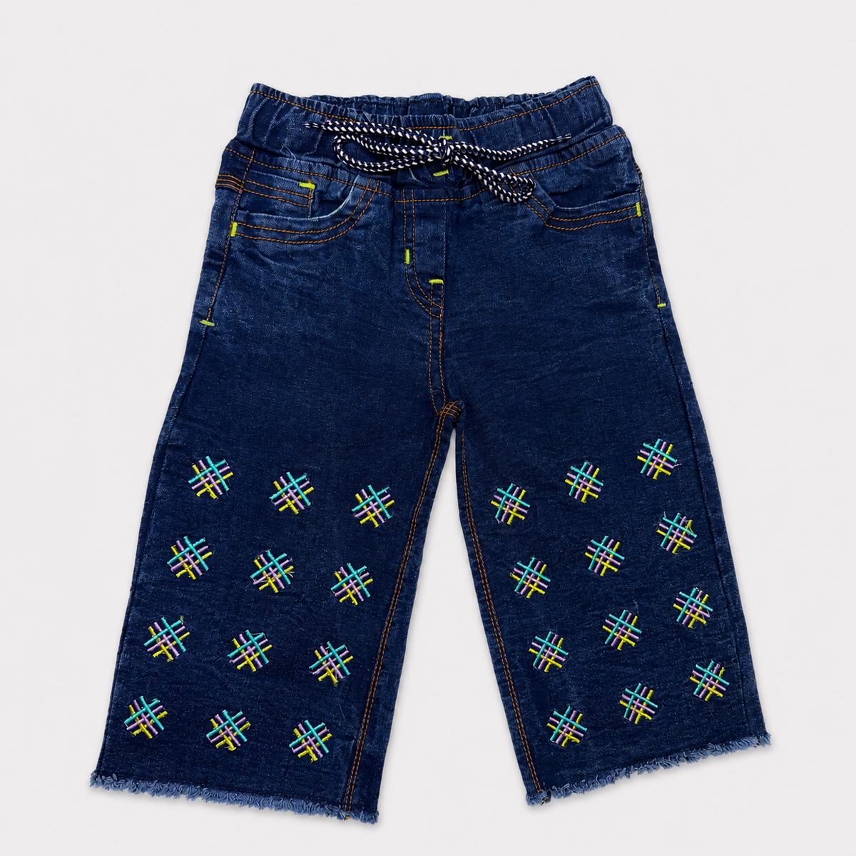 Girls Premium Jersey & Jeans 2 Piece Set – Butterfly Bicycle Printed Top & Wide Leg Denim Outfit |