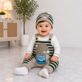 Baby Boys 3-Piece Romper Set | Bear Print Romper with Cap & Inner Shirt