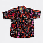 Boys Linen Alphabet Printed Short Suit – Black Red Kids Summer Outfit | Lamtar Kids