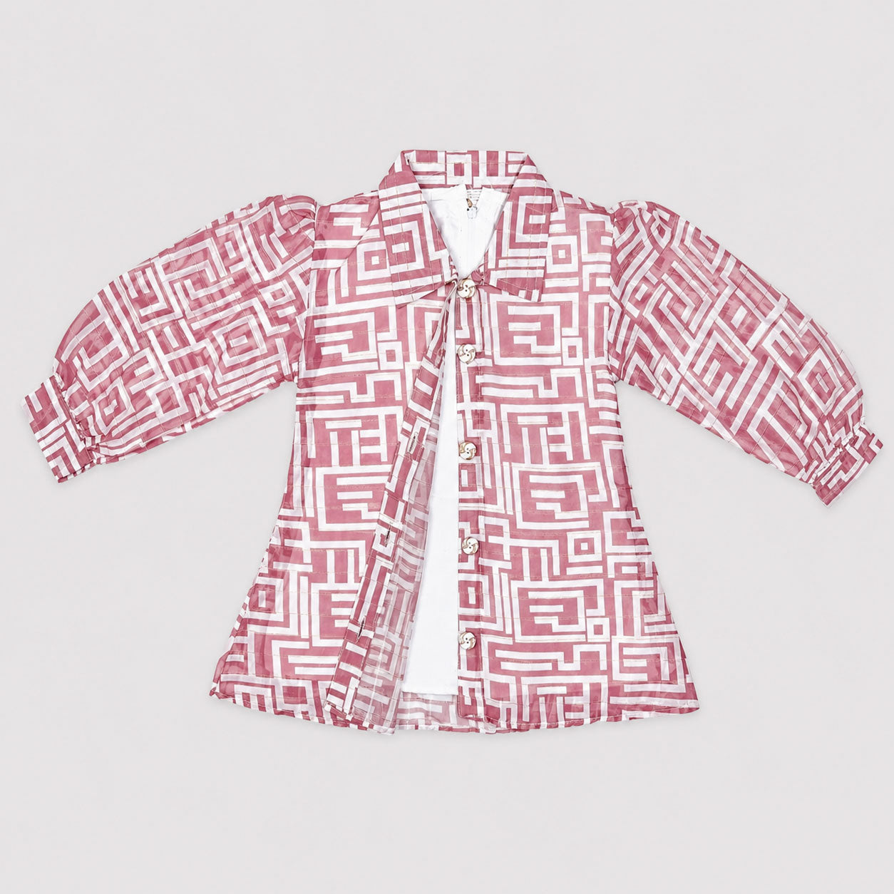 Girls Peach Pink Digital Printed Chiffon 3 Piece Suit | Lamtar Kids