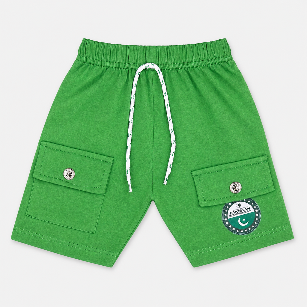 Boys 14 August Pakistan Independence Day Jersey T-Shirt & Shorts Set – Green White Outfit – Size 1-4 Years