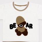 Boys Pre-Winter 2 Piece Bear Printed Sweatshirt & Jogger Set – Textured Warm Outfit