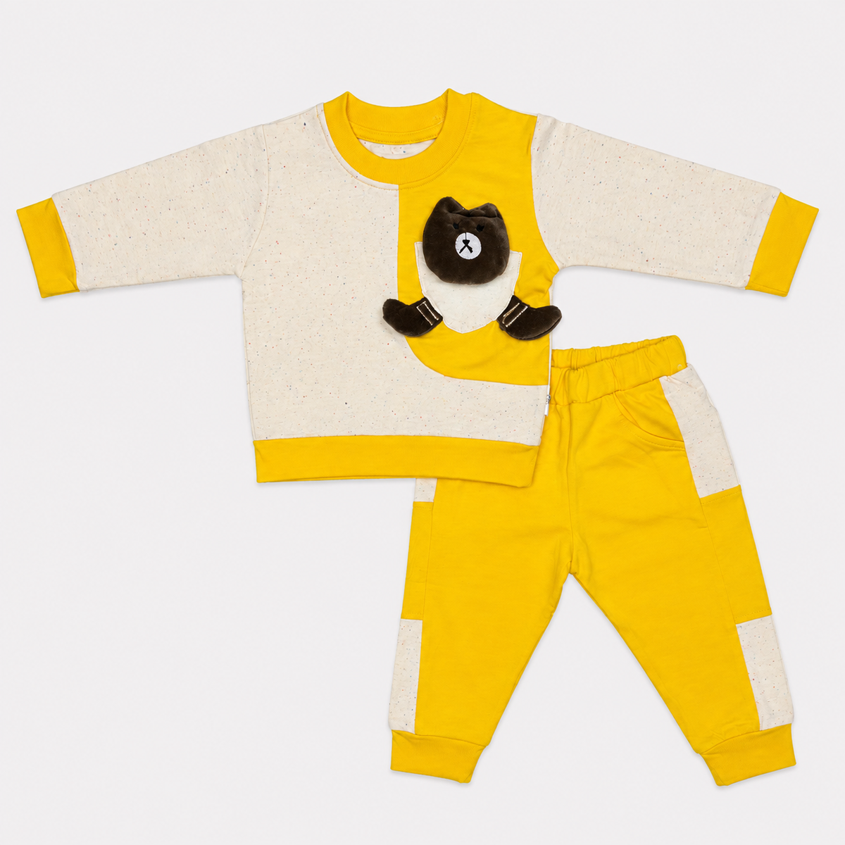 Boys Teddy Bear 2-Piece Tracksuit Set | Full Sleeve Baby Boy Outfit 3 color