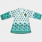 Girls 2 Piece Digital Printed Chiffon Suit – Aqua Green Floral Kids Outfit