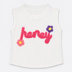 Girls Honey Top & Denim Shorts Set – White Blue 2 Piece Outfit | Lamtar Kids