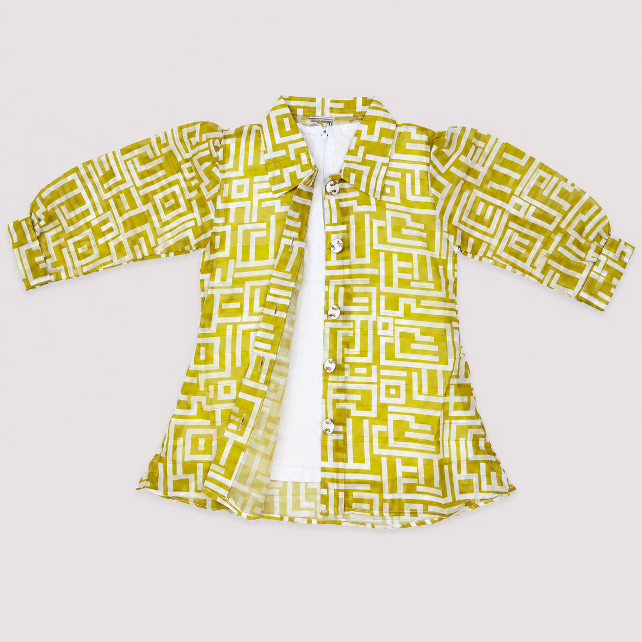 Girls Mustard Yellow Digital Printed Chiffon 3 Piece Suit | Lamtar Kids