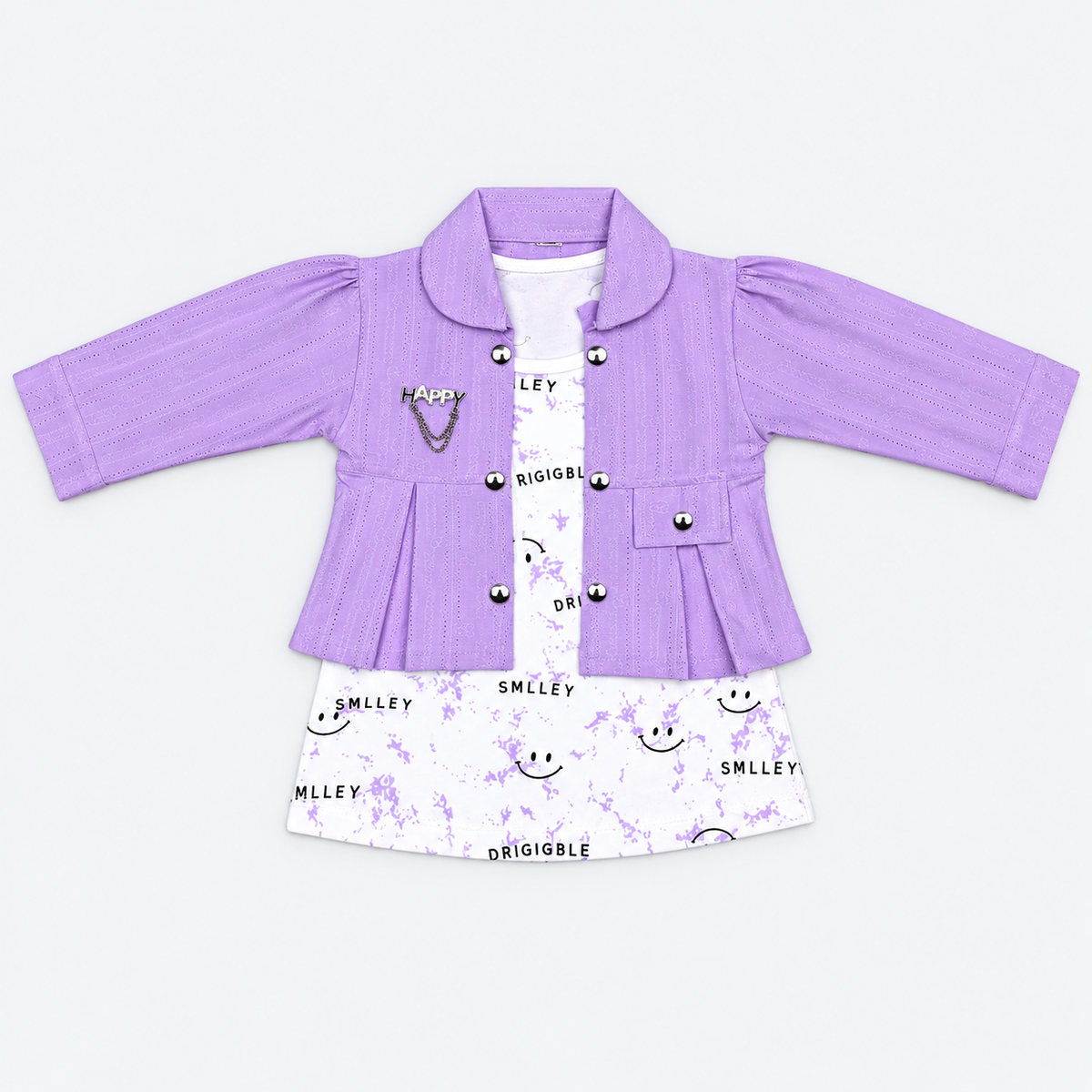 Girls Premium Textured Jersey 3-Piece Co-Ord Set – Jacket, Top & Trouser