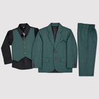 Boys Premium 5-Piece Tuxedo Suit – Green Formal Suit with Waistcoat, Shirt & Tie