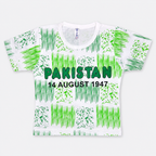 Boys 14 August Jersey 3 Piece Outfit – Pakistan Print Shirt Shorts & Cap – 6 Months to 4 Years