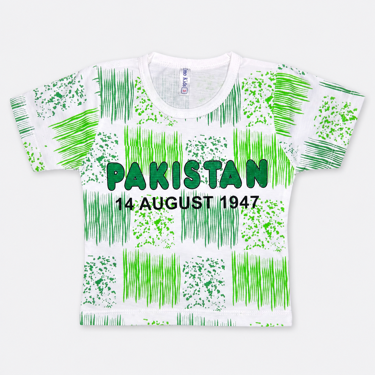 Boys 14 August Jersey 3 Piece Outfit – Pakistan Print Shirt Shorts & Cap – 6 Months to 4 Years