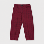 Boys 5 Piece Tuxedo Suit – Maroon Plaid Formal Party Wear